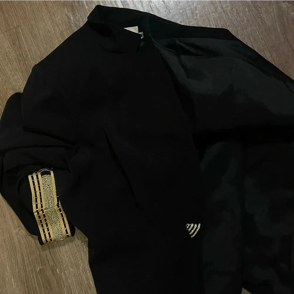 Louise Ricci jeweled black one button blazer plus size gold embroidery - Picture 7 of 11